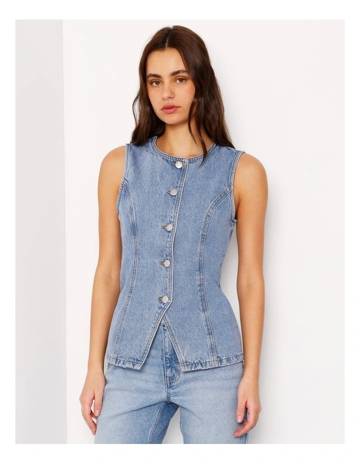 Denim Vest In Surf Blue image 1