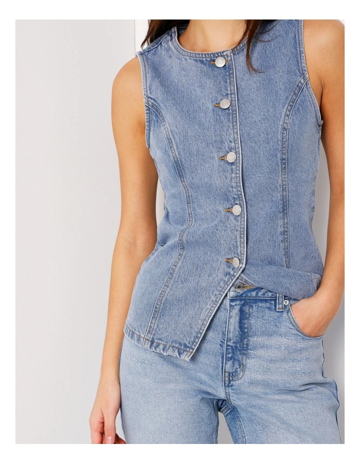 Denim Vest In Surf Blue image 2