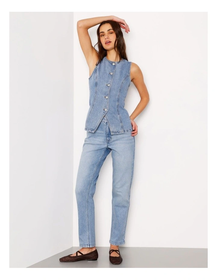 Denim Vest In Surf Blue image 3