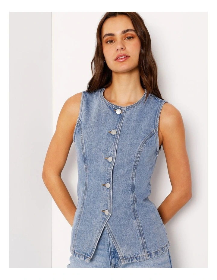Denim Vest In Surf Blue image 4