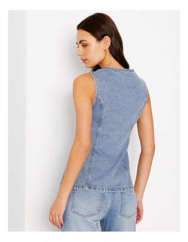 Denim Vest In Surf Blue image 5