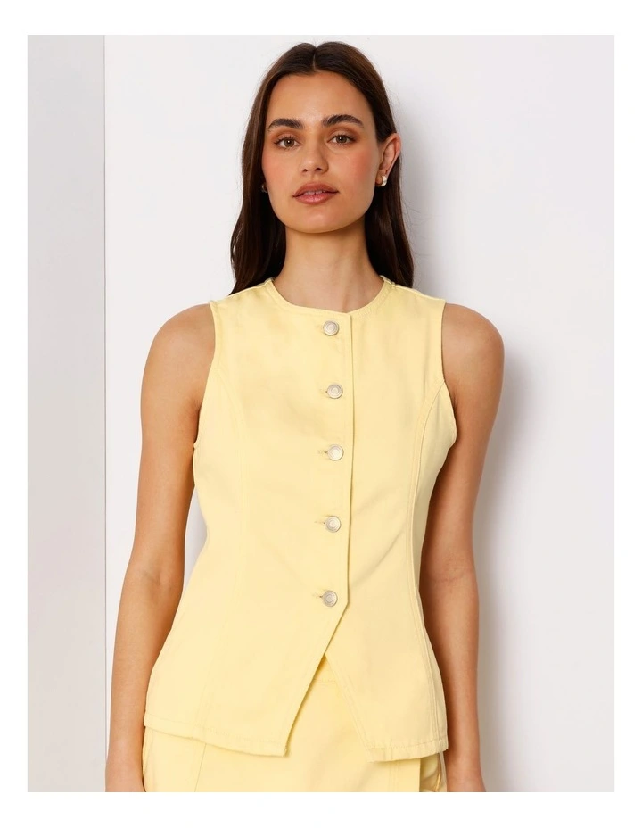 Denim Vest in Light Yellow image 4