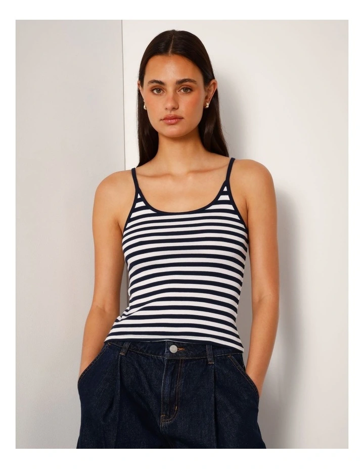 Cami Tank In Bright White/Dress Blues image 1