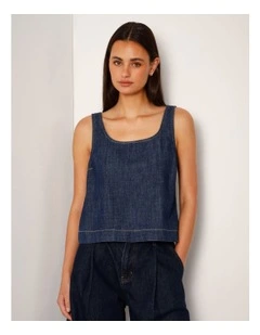 Lightweight Denim Tank Top In Pure Blue