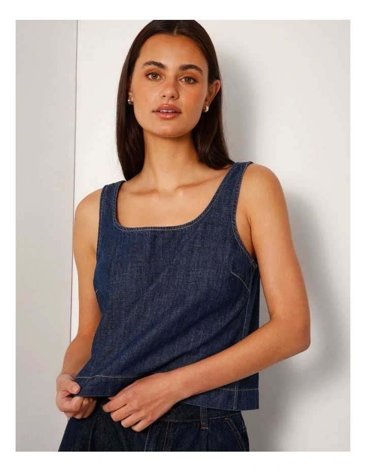 Lightweight Denim Tank Top In Pure Blue image 2