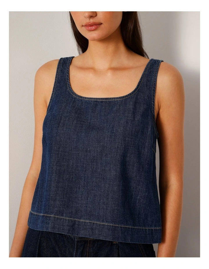 Lightweight Denim Tank Top In Pure Blue image 4