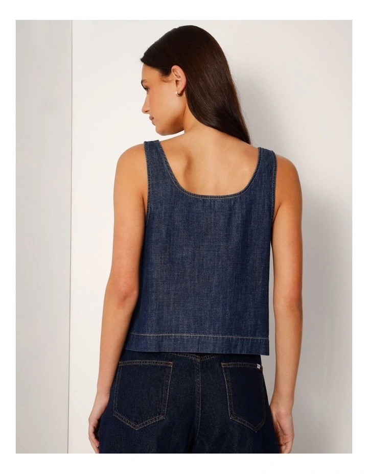 Lightweight Denim Tank Top In Pure Blue image 6