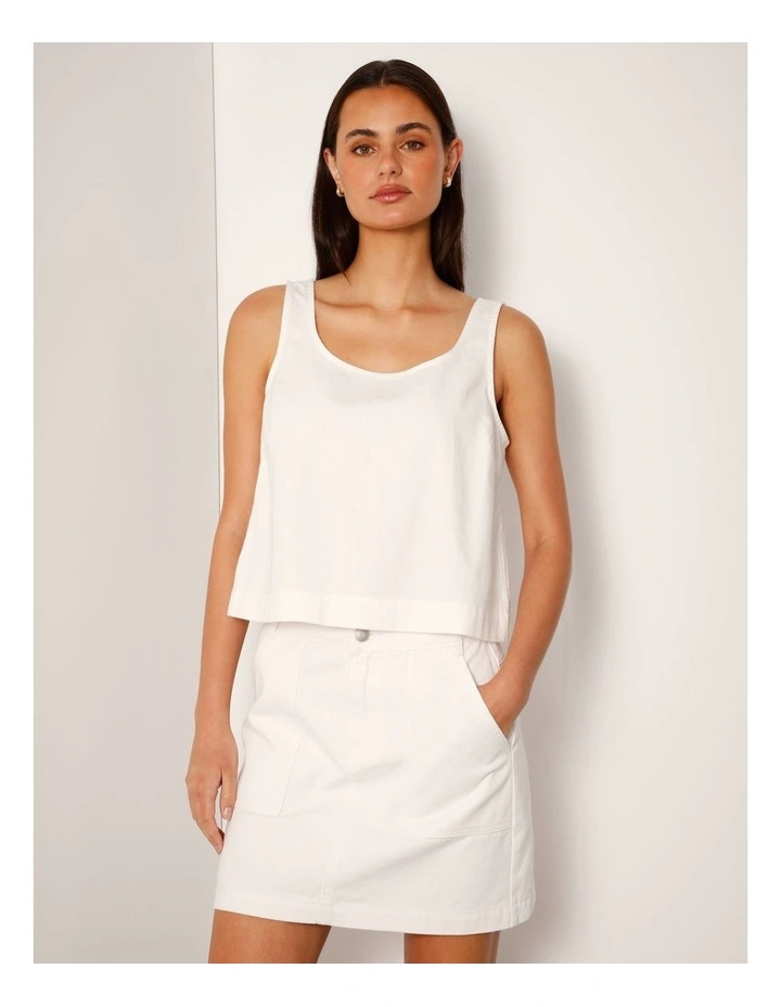 Lightweight Denim Tank Top In Ecru image 1