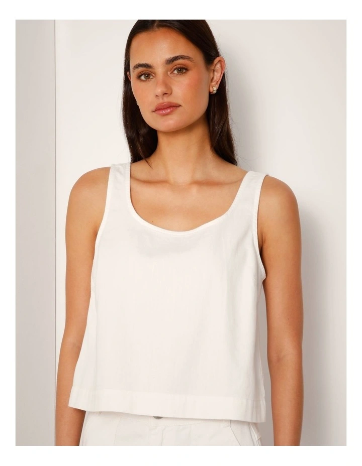 Lightweight Denim Tank Top In Ecru image 2