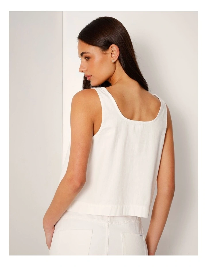 Lightweight Denim Tank Top In Ecru image 4