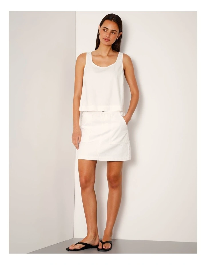 Lightweight Denim Tank Top In Ecru image 5