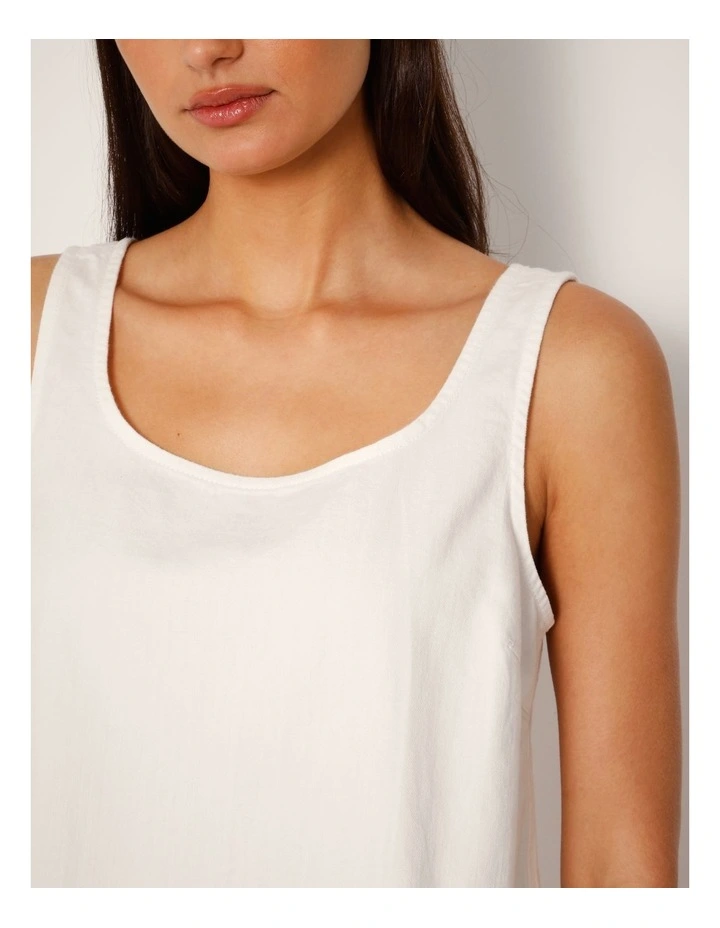 Lightweight Denim Tank Top In Ecru image 6