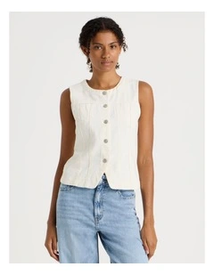 Denim Vest in Ecru