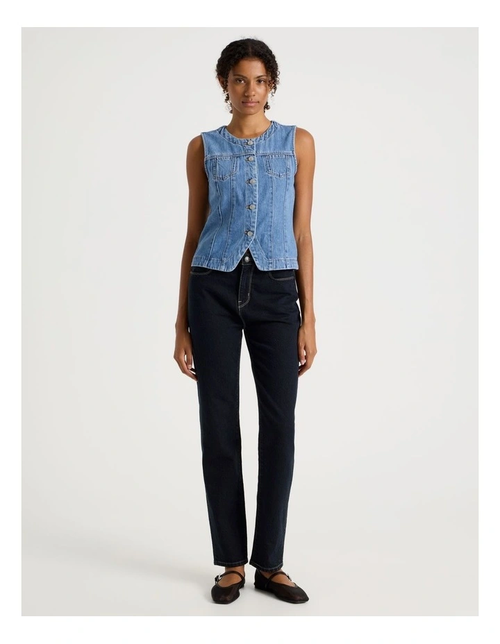 Denim Vest in Medium Indigo image 3