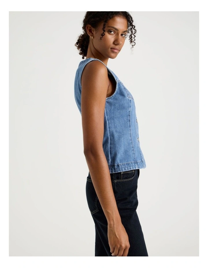Denim Vest in Medium Indigo image 5