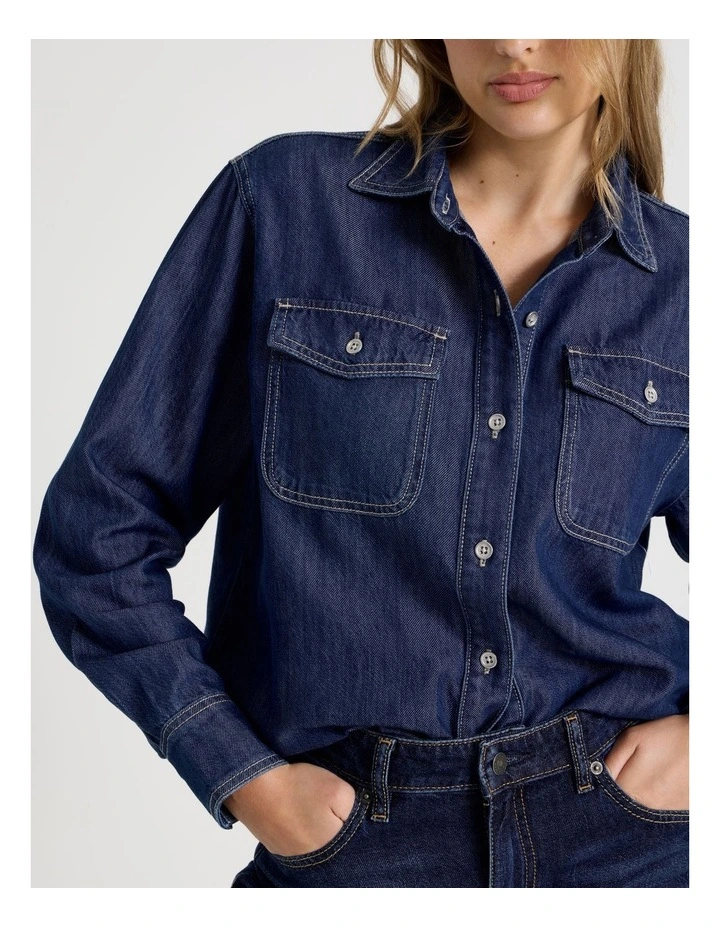 Oversized Shirt In Dark Indigo image 2