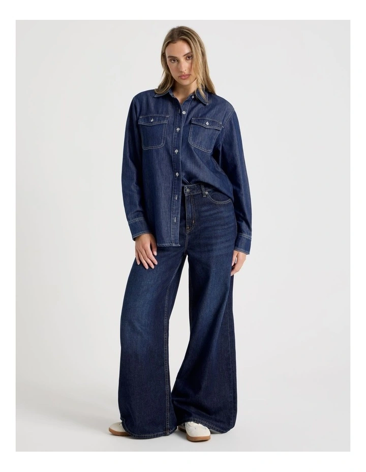 Oversized Shirt In Dark Indigo image 3