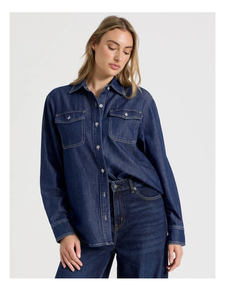 Oversized Shirt In Dark Indigo image 4