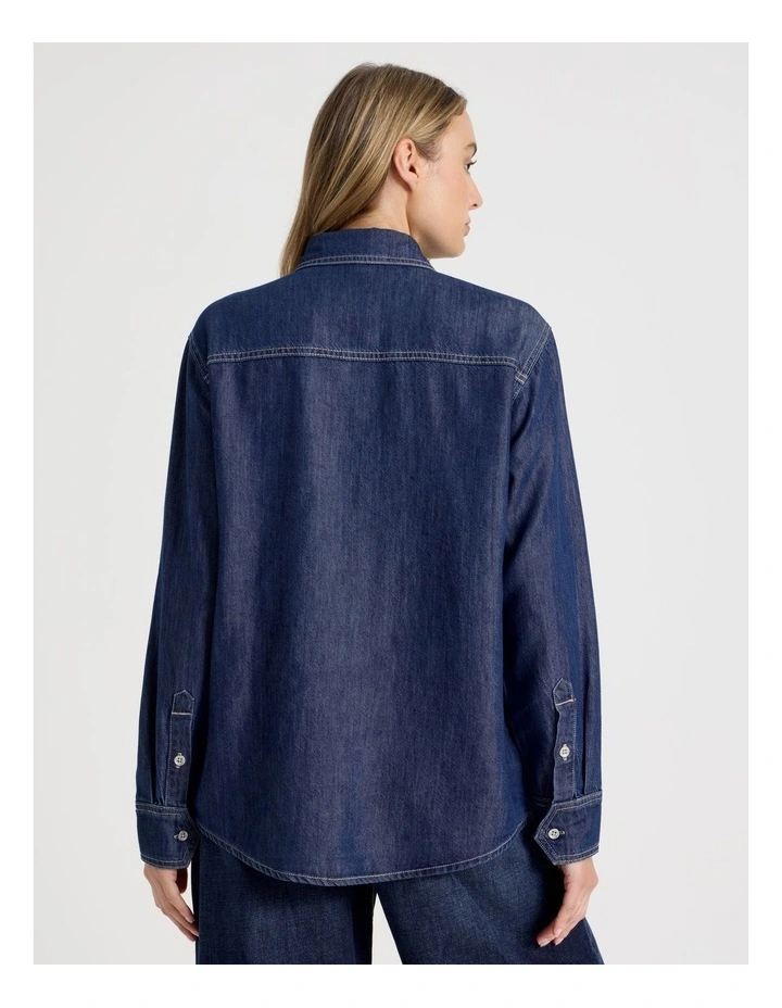 Oversized Shirt In Dark Indigo image 5
