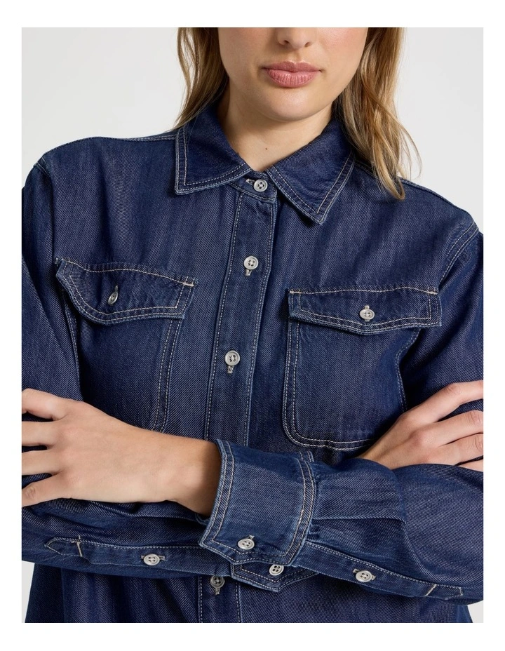 Oversized Shirt In Dark Indigo image 6