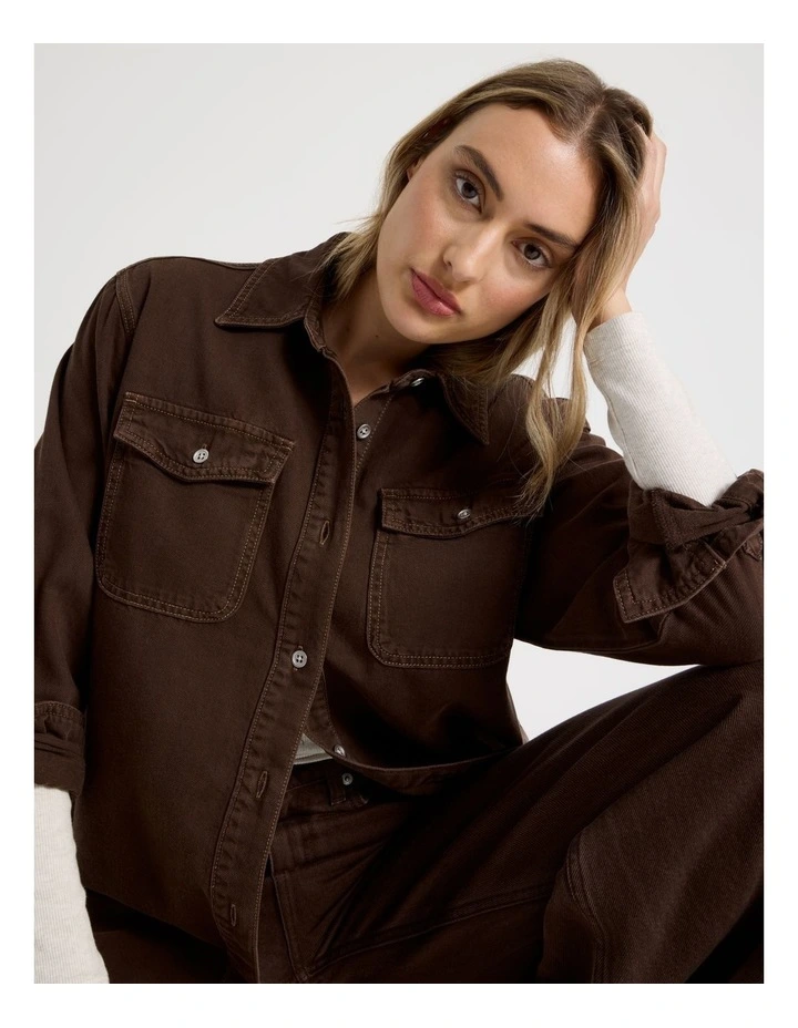 Oversized Shirt In Hot Fudge image 2