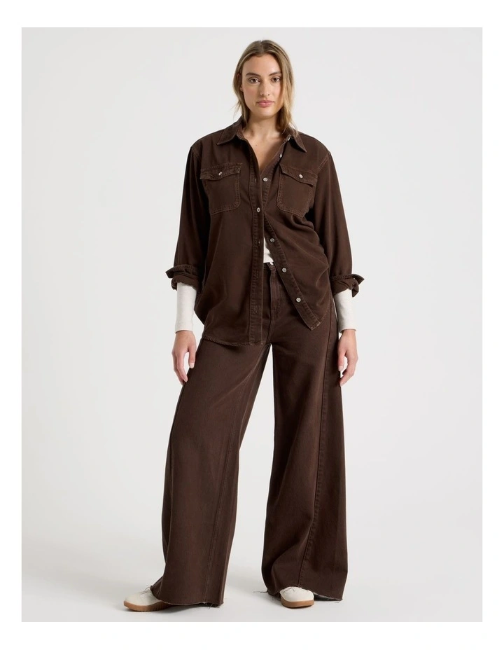 Oversized Shirt In Hot Fudge image 3