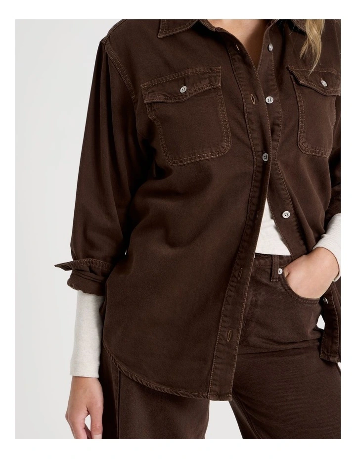 Oversized Shirt In Hot Fudge image 4