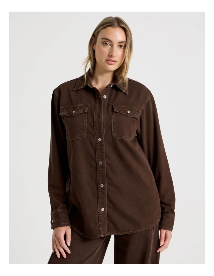 Oversized Shirt In Hot Fudge image 5