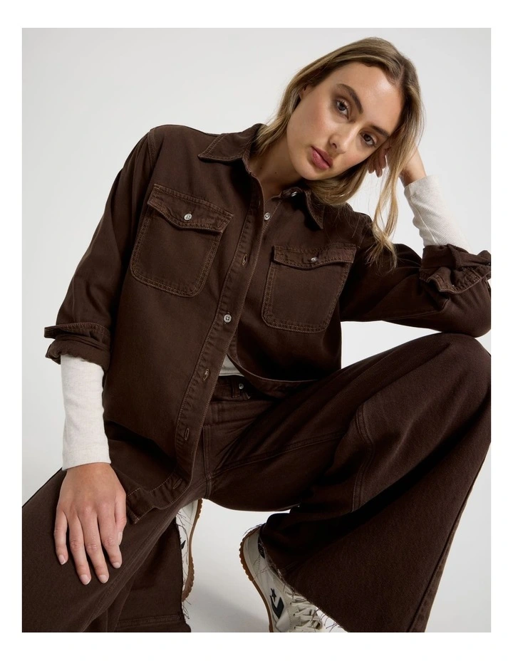 Oversized Shirt In Hot Fudge image 7