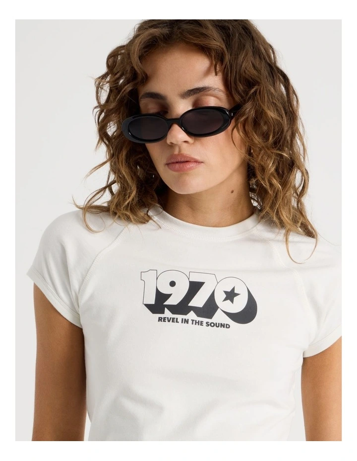 Graphic Raglan Tee in White image 2