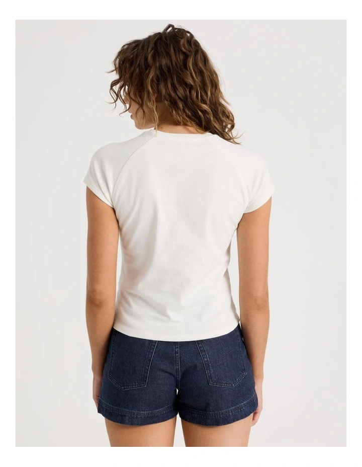 Graphic Raglan Tee in White image 6