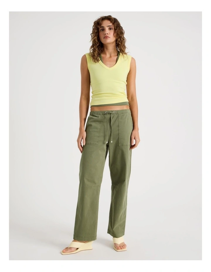 V Neck Rib Tank in Yellow image 2