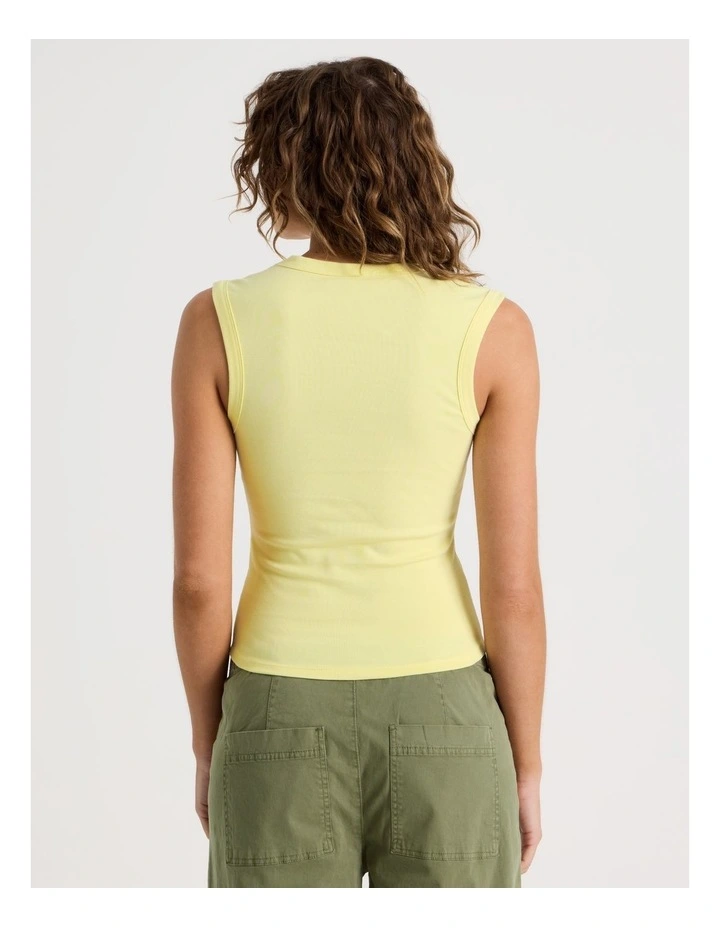 V Neck Rib Tank in Yellow image 6
