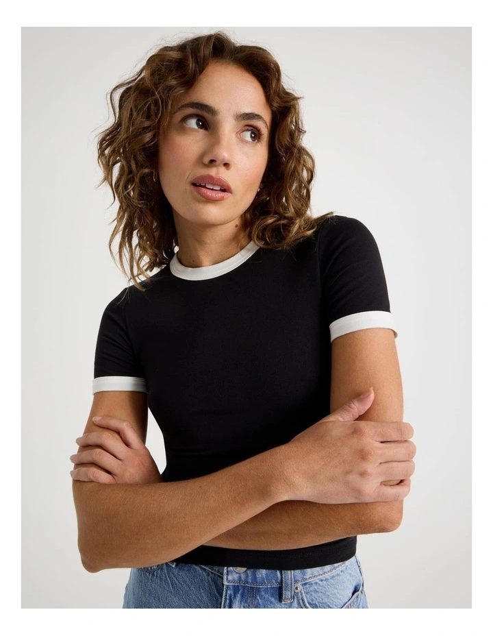 Ringer Tee in Black image 2