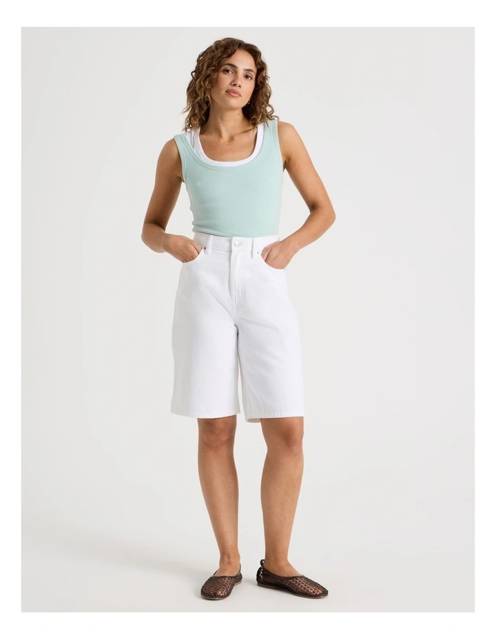 Slim Fit Scoop Neck Tank in Green image 5