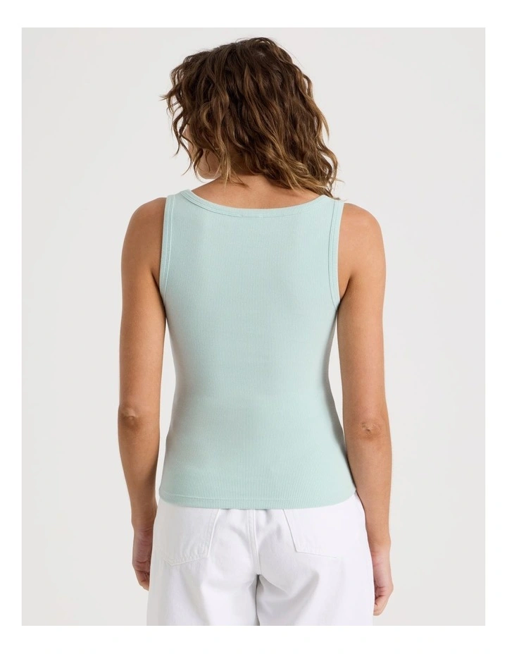 Slim Fit Scoop Neck Tank in Green image 7