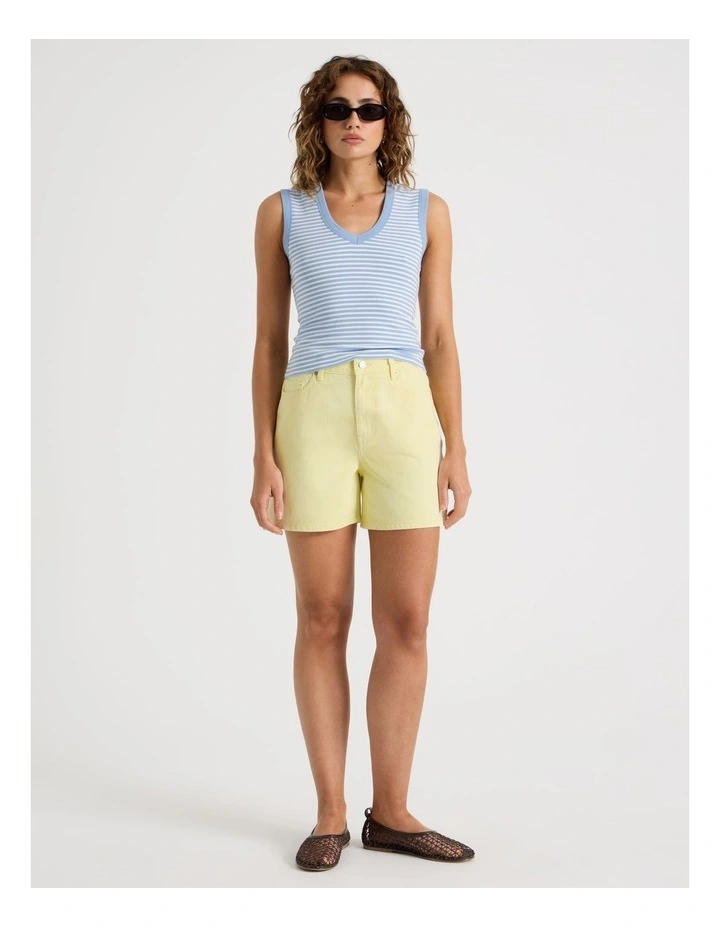 V Neck Rib Tank in Blue image 2