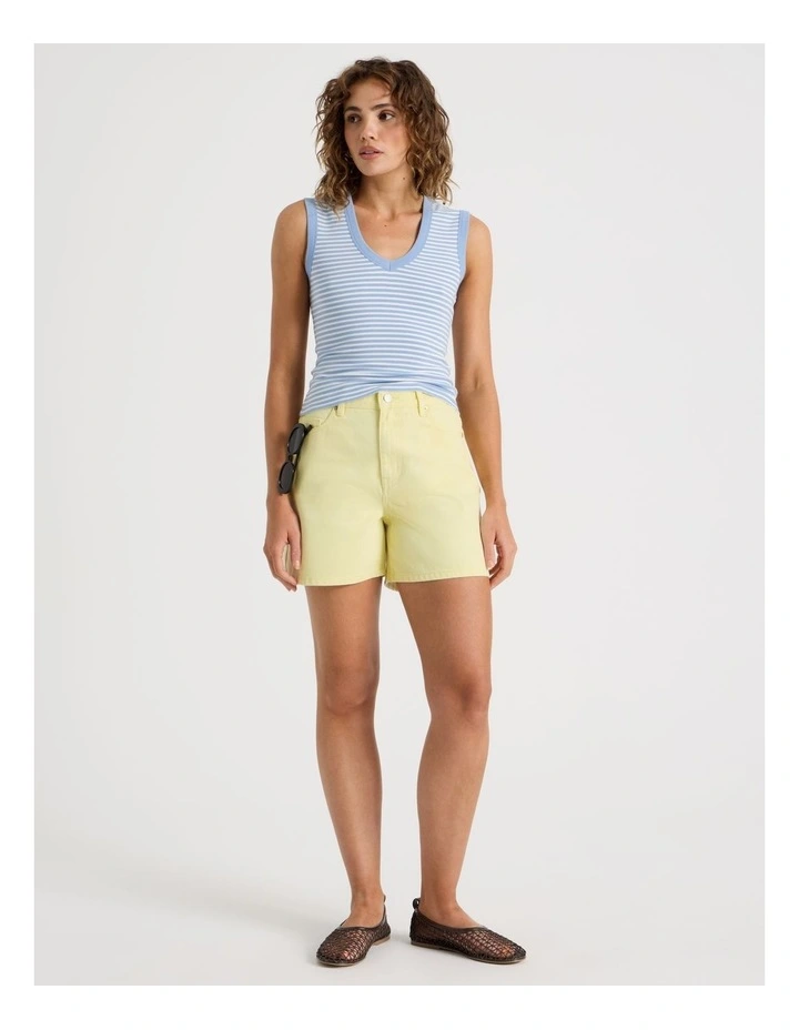 V Neck Rib Tank in Blue image 7