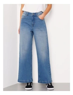 Petites Organic Cotton Blend Wide Leg Jean in Bright Blue