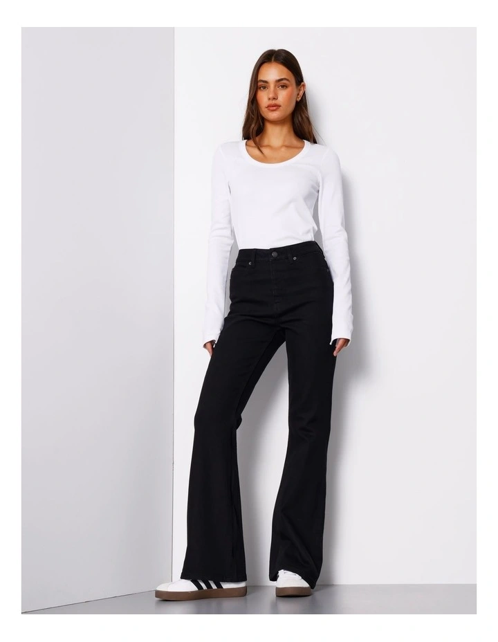 Organic Cotton Blend Flare Jean in Black image 1