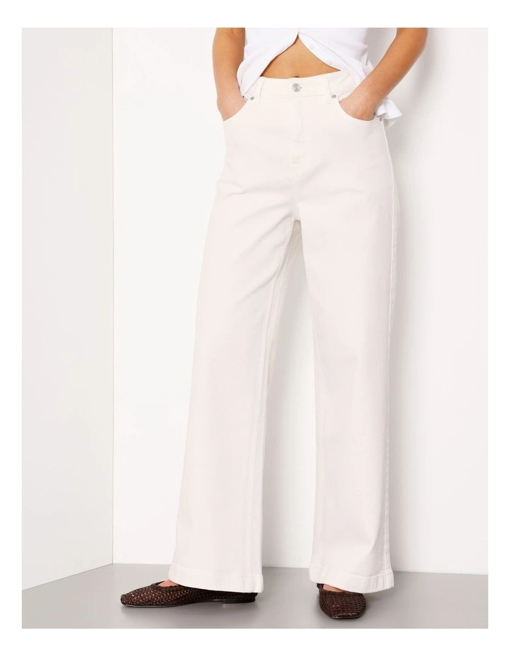 Organic Cotton Wide Leg Jean in Ecru image 1