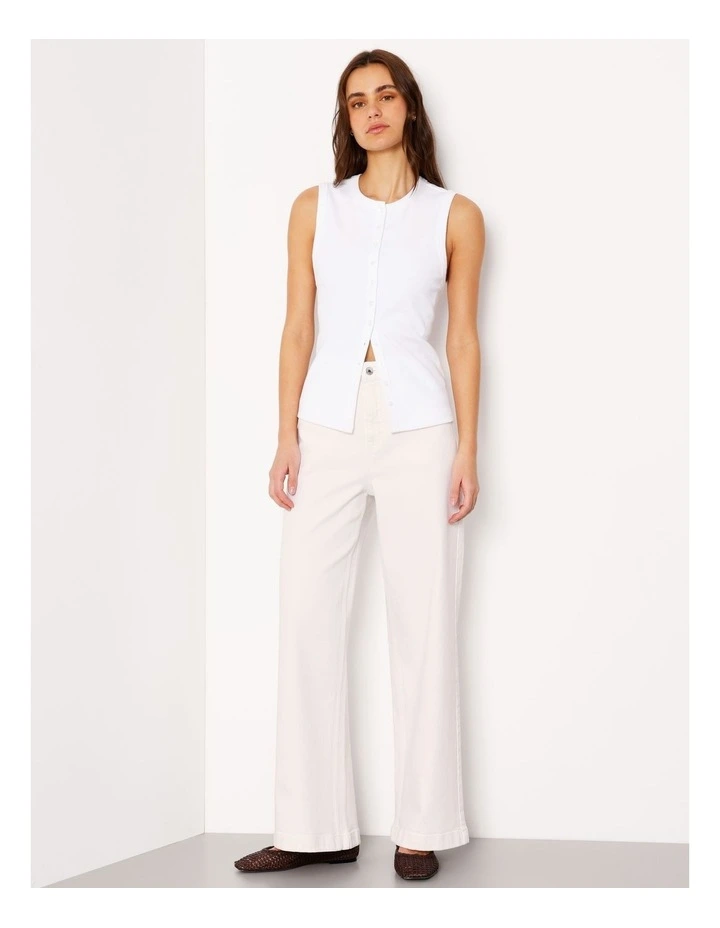 Organic Cotton Wide Leg Jean in Ecru image 2