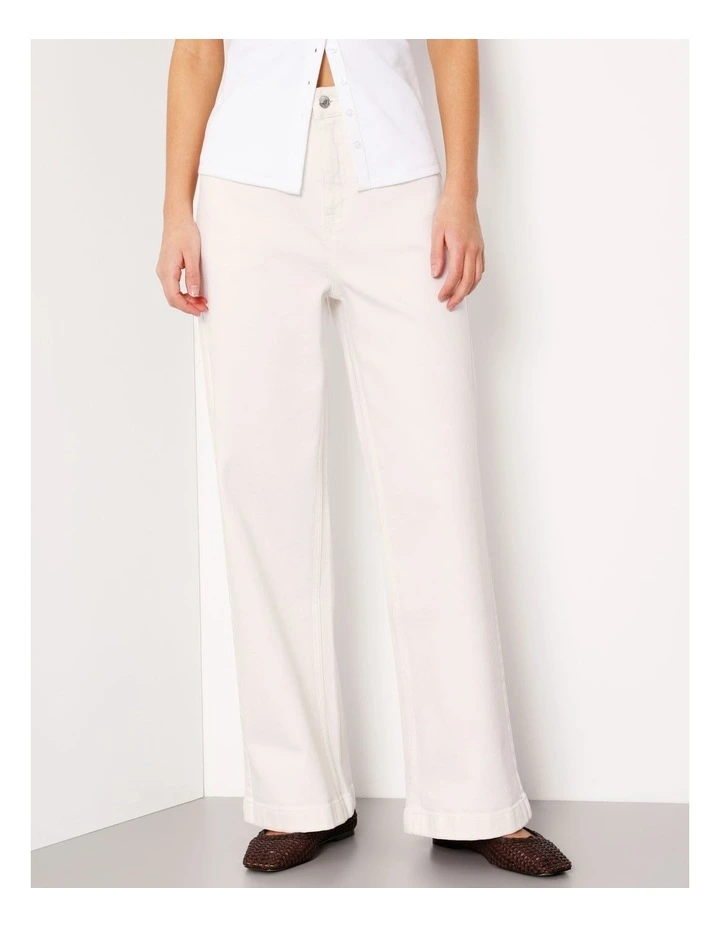 Organic Cotton Wide Leg Jean in Ecru image 3