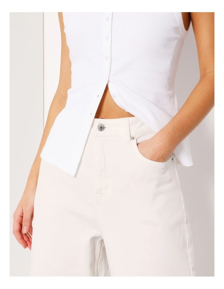 Organic Cotton Wide Leg Jean in Ecru image 4
