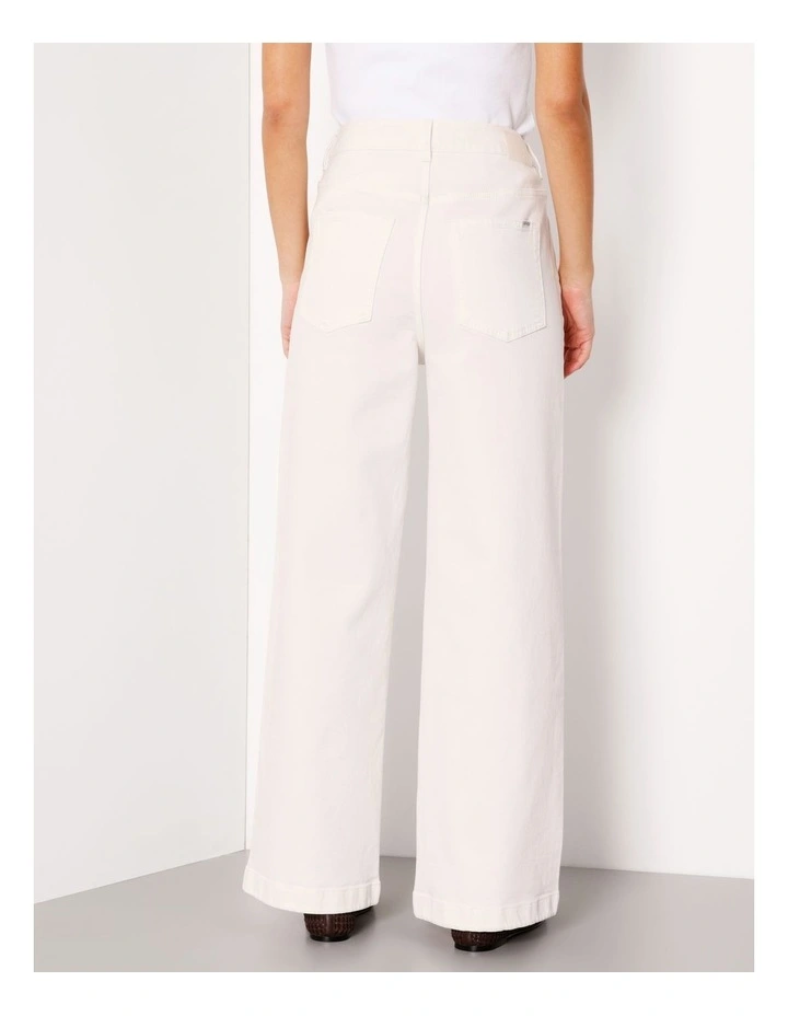 Organic Cotton Wide Leg Jean in Ecru image 5