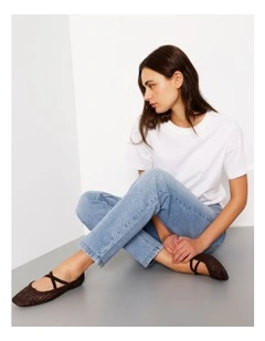 Organic Cotton Blend Straight Jean in Surf Blue