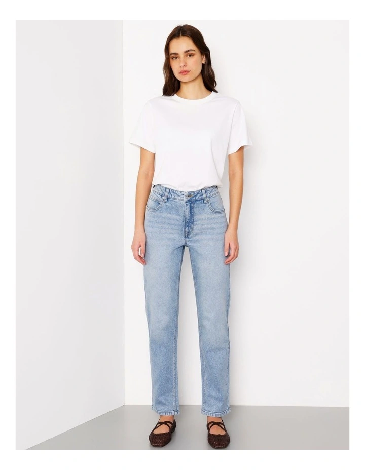 Organic Cotton Blend Straight Jean in Surf Blue image 2