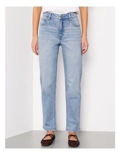 Petite Organic Cotton Blend Straight Jean in Surf Blue