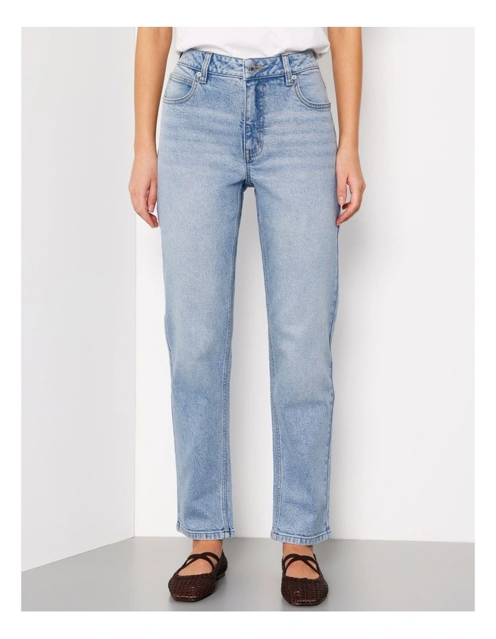 Petite Organic Cotton Blend Straight Jean in Surf Blue image 1