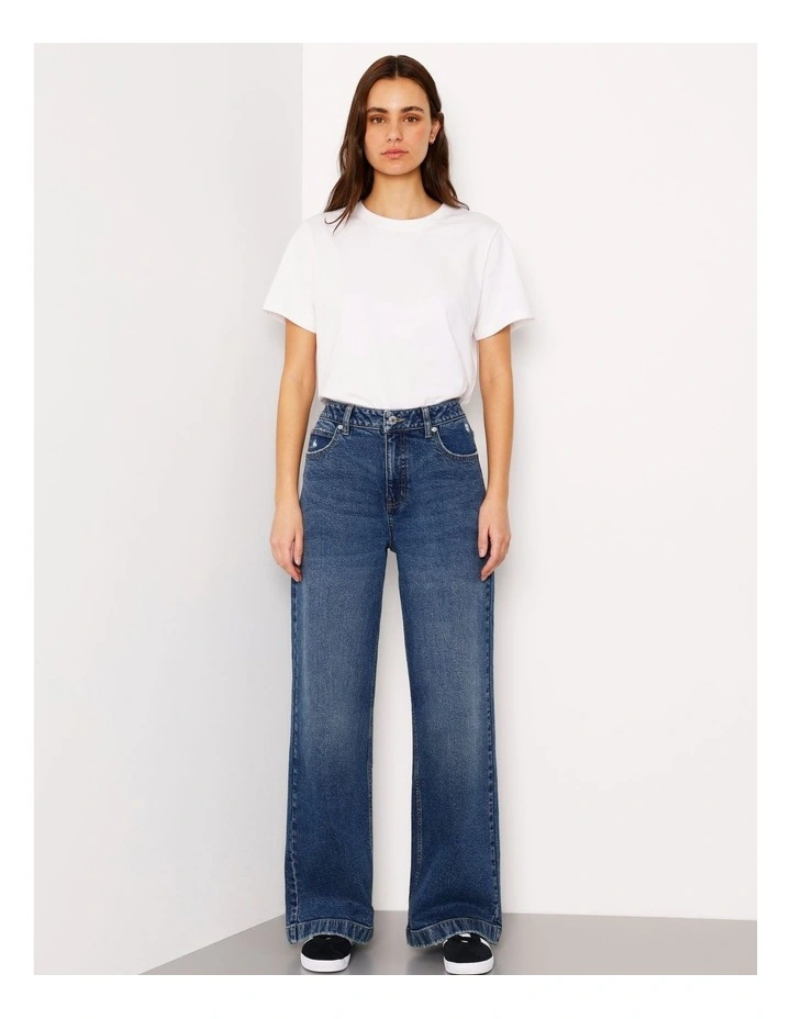 Organic Cotton Wide Leg Jean in Pure Blue image 1